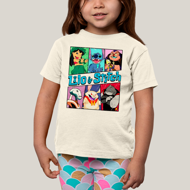 Camiseta Infantil Algodão Unissex T shirt Lilo & Stitch Alienigenas