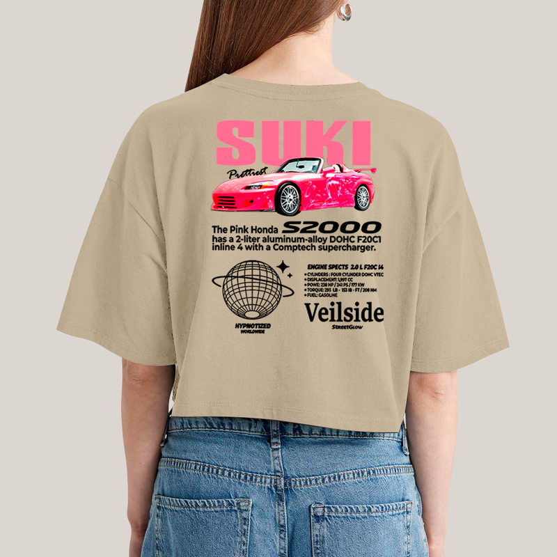 Cropped Oversized Algodão Unissex T shirt Suki & Bullet BFF ou casal FC