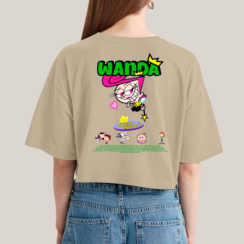 Cropped Oversized Algodão Unissex T shirt Cosmo & Wanda BFF ou casal FC