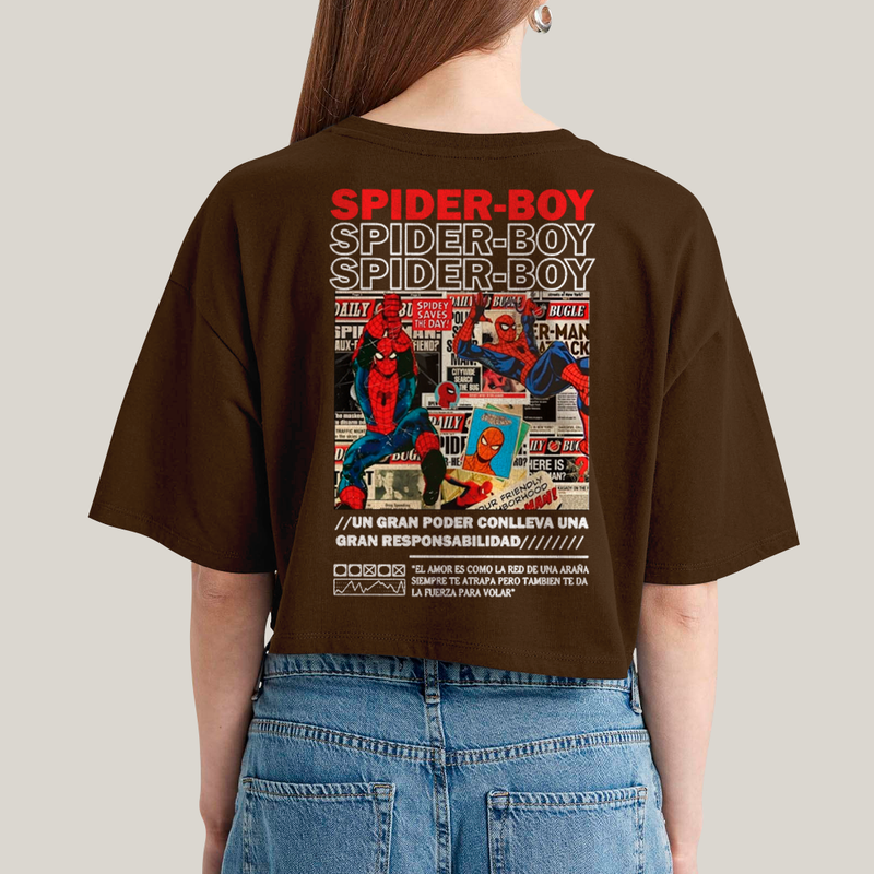 Cropped Oversized Algodão Unissex T shirt Spider Boy & Spider Girl  BFF ou casal FC