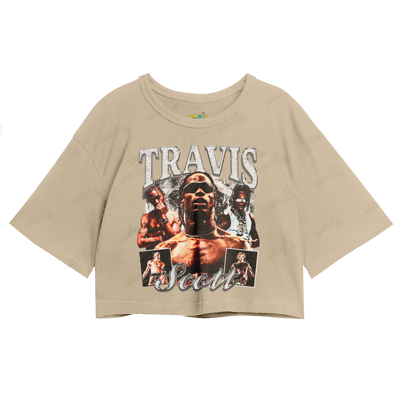 Cropped Oversized Algodão T shirt Travis Scott Prateado