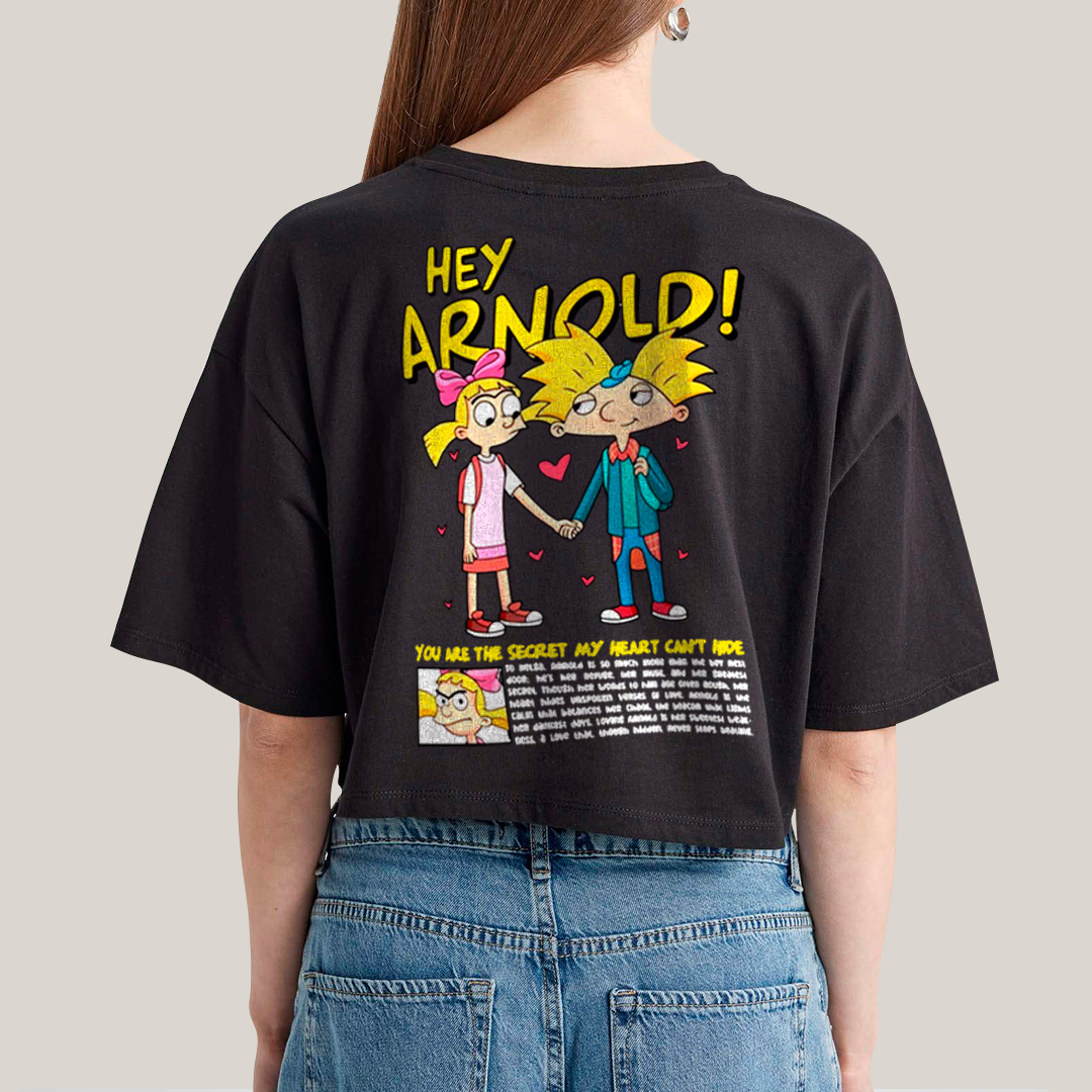Cropped Oversized Algodão Unissex T shirt Arnold & Helga  BFF ou casal FC