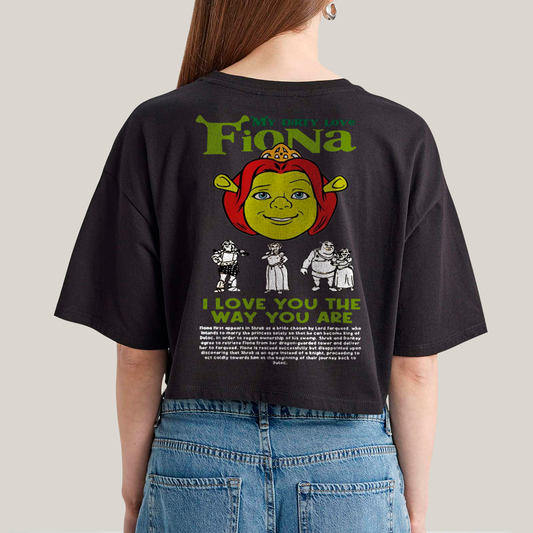 Cropped Oversized Algodão Unissex T shirt Shrek & Fiona BFF ou casal FC
