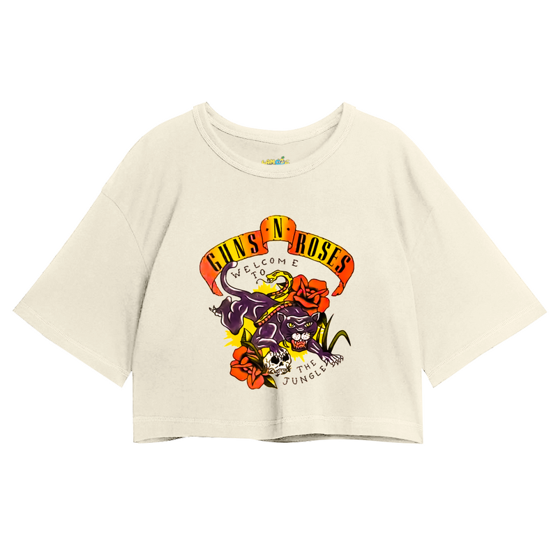 Cropped Oversized Roses Banda Welcome To The Jungle