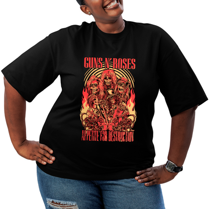 Camiseta Plus Size Roses Banda Appetite Destruction Membros