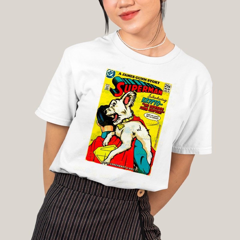 Camiseta Algodão Unissex T shirt Superman & Krypto Supercão HQ
