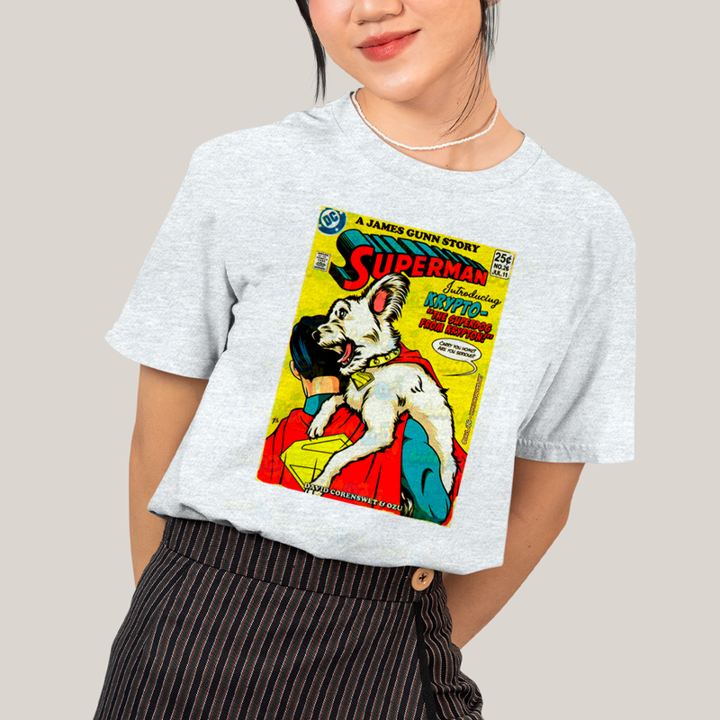 Camiseta Algodão Unissex T shirt Superman & Krypto Supercão HQ