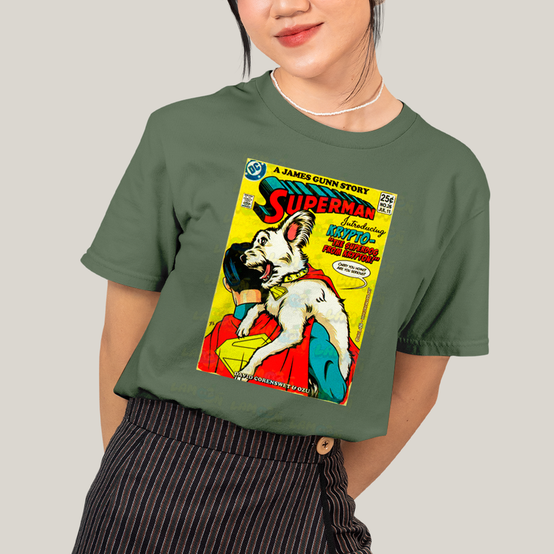 Camiseta Algodão Unissex T shirt Superman & Krypto Supercão HQ