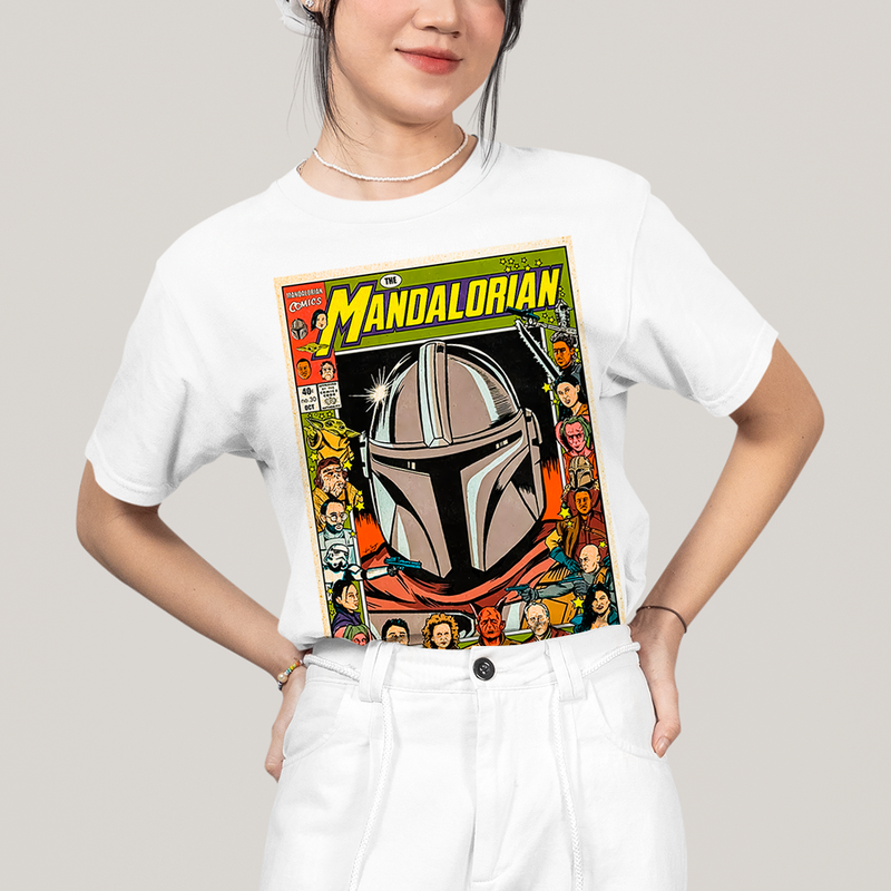 Camiseta Algodão Unissex T shirt -serie the mandalorian O Mandaloriano baby yoda star wars vintage retro