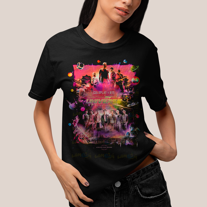 Camiseta Algodão Unissex Tshirt Coldplay X BTS My Universe