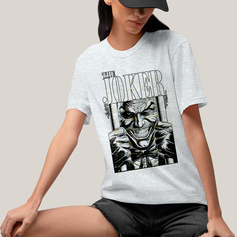 Camiseta Algodão Unissex T shirt- The Joker Coringa preto  branco