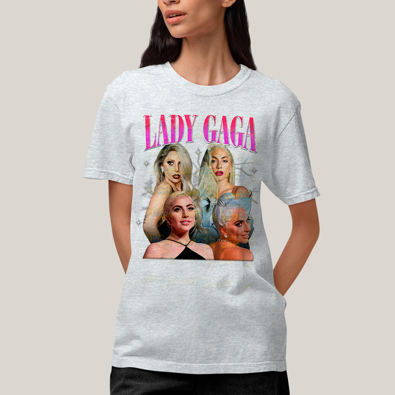 Camiseta Algodão Unissex T shirt Graphic Tee Lady Gaga Pink
