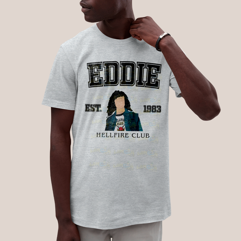 Camiseta Algodão Unissex Tshirt Eddie Munson 1983 Hellfire Club