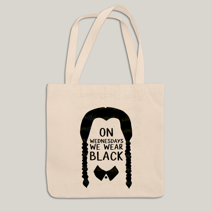 Sacola Ecobag Bolsa 38X40 Algodão- Wandinha Na Quarta Feira Usamos Preto