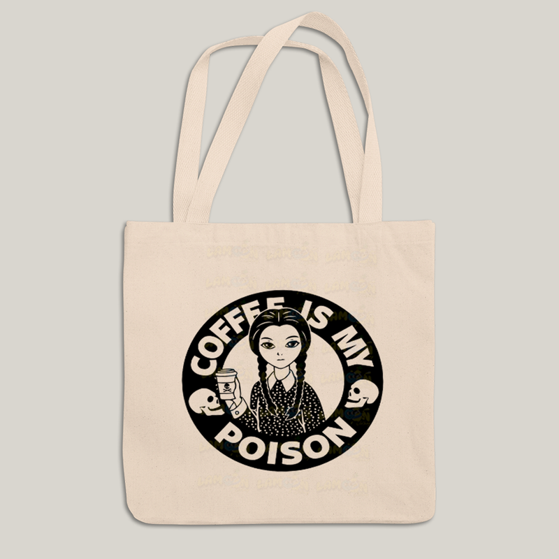 Sacola Ecobag Bolsa 38X40 Algodão- Wandinha Café é Meu Veneno