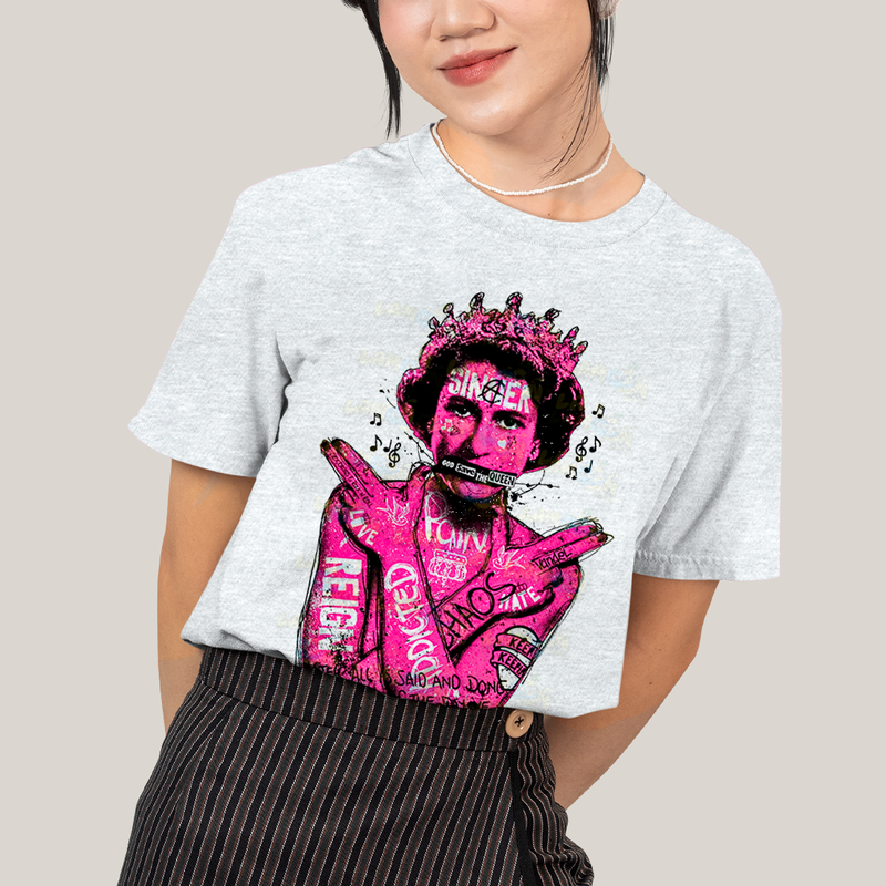 Camiseta Algodão Unissex T shirt - Sex Pistols God Save The Queen rosa pink