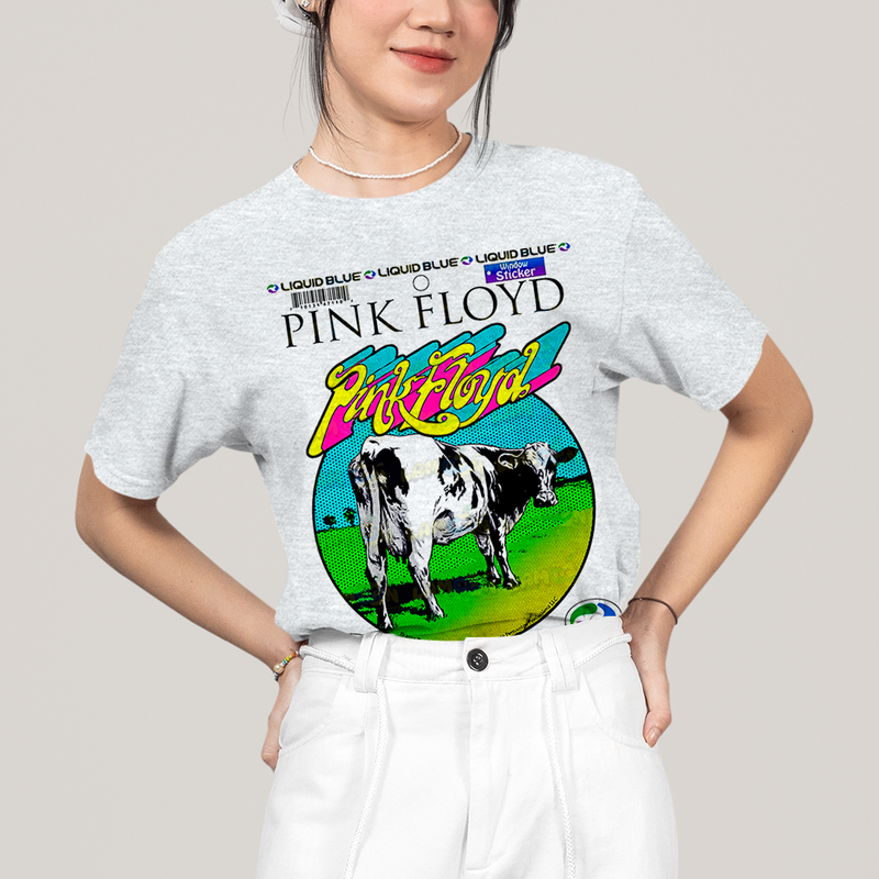 Camiseta Algodão Unissex T shirt - Vaca Pink Floyd atom heart mother