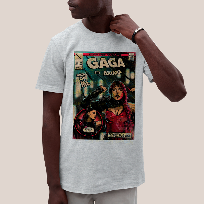 Camiseta Algodão Unissex Tshirt  Lady Gaga HQ Rain on Me Com Ariana
