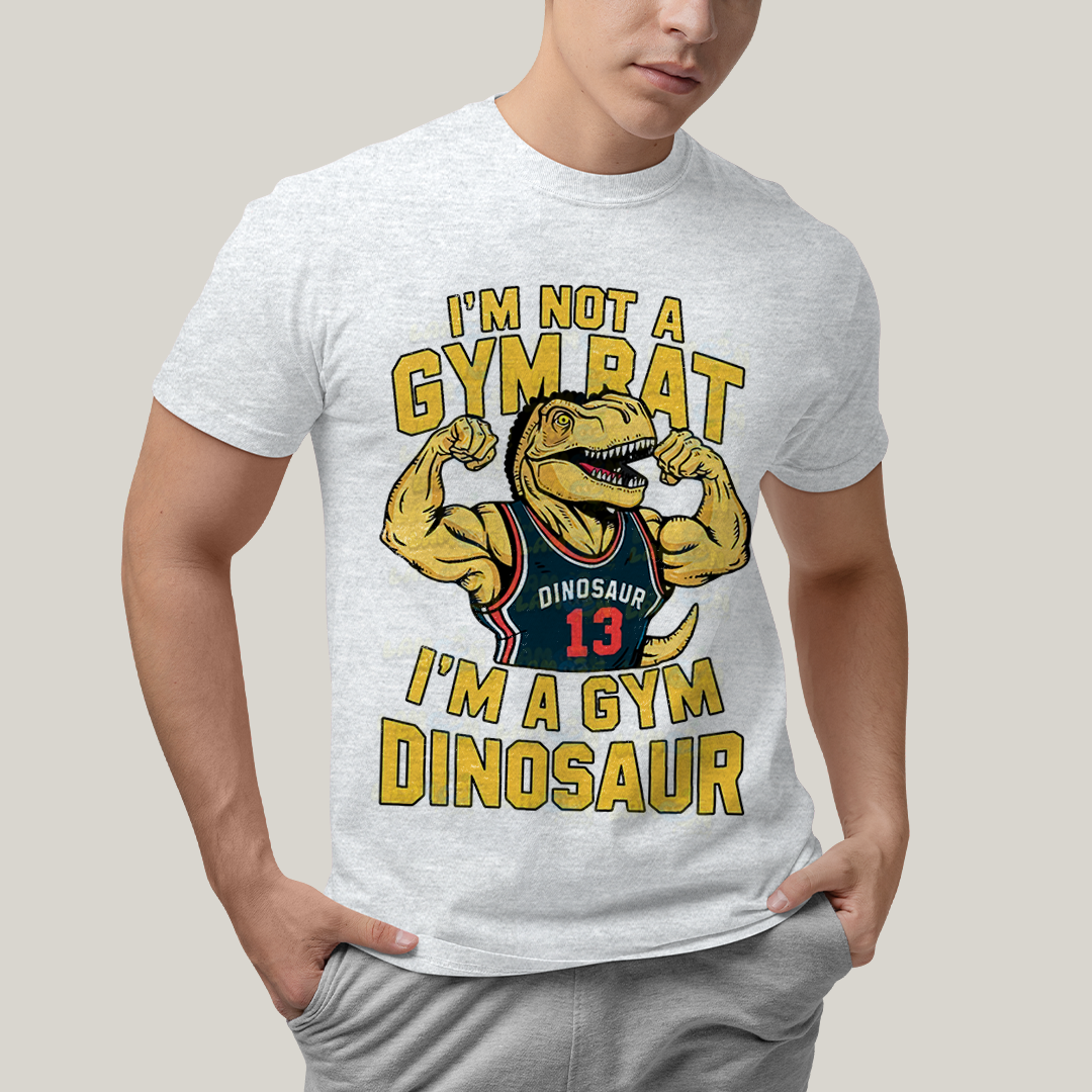Camiseta Algodão Unissex T shirt Dinossauro Gym academia gym rat dinosaur