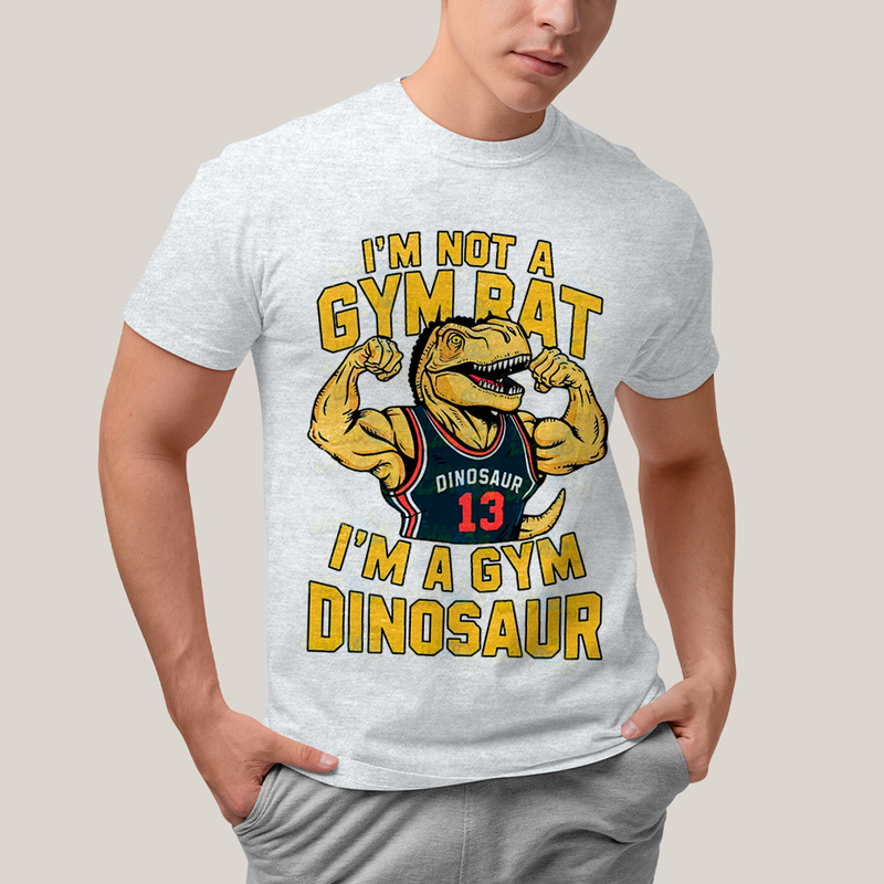Camiseta Algodão Unissex T shirt Dinossauro Gym academia gym rat dinosaur