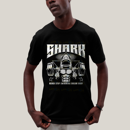 Camiseta Algodão Unissex T shirt - Shark Maromba academia tubarão