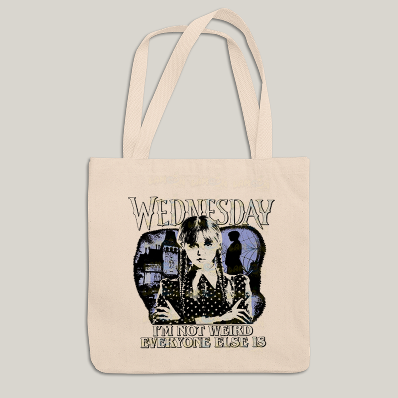 Sacola Ecobag Bolsa 38X40 Algodão- Wandinha Wednesday Eu Não Sou Estranho, Todo Mundo é