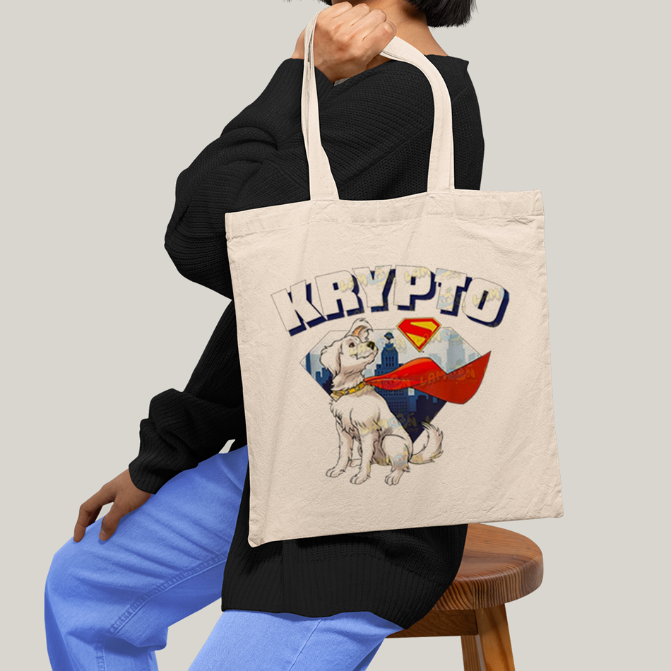 Sacola Ecobag Bolsa 38X40 Algodão- Superman Krypto Superdog