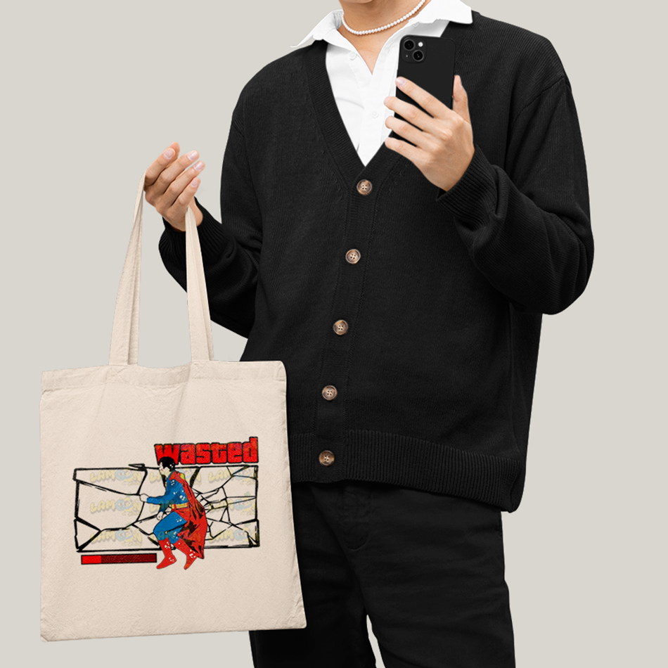 Sacola Ecobag Bolsa 38X40 Algodão- Superman Wasted
