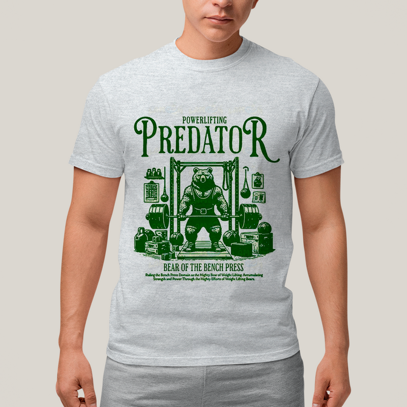 Camiseta Algodão Unissex T shirt Powerlifting Predator Urso Maromba Academia