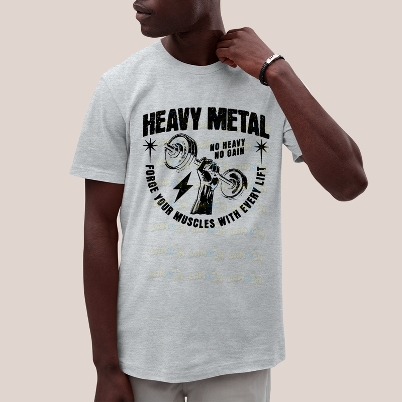 Camiseta Algodão Unissex T shirt Academia Heavy Metal No Heavy No Gain