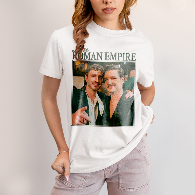 Camiseta Algodão Unissex T shirt Vintage Paul Mescal & Pedro Pascal My Roman Empire Quarteto fantástico