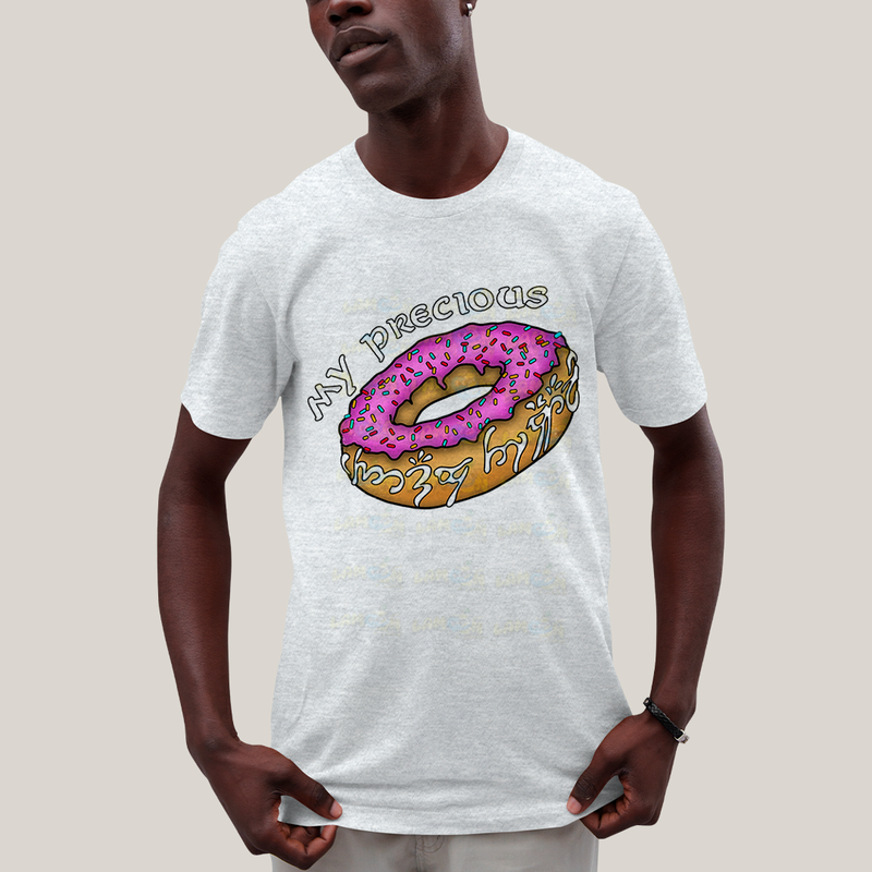 Camiseta Algodão Unissex T shirt - O Senhor dos Anéis Meu Precioso donuts rosquinha rosa my precious