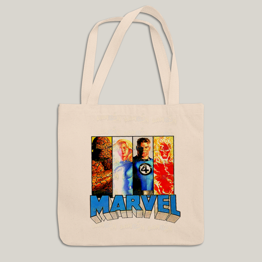 Sacola Ecobag Bolsa 38X40 Algodão- Quarteto Fantástico Marvell Retrô