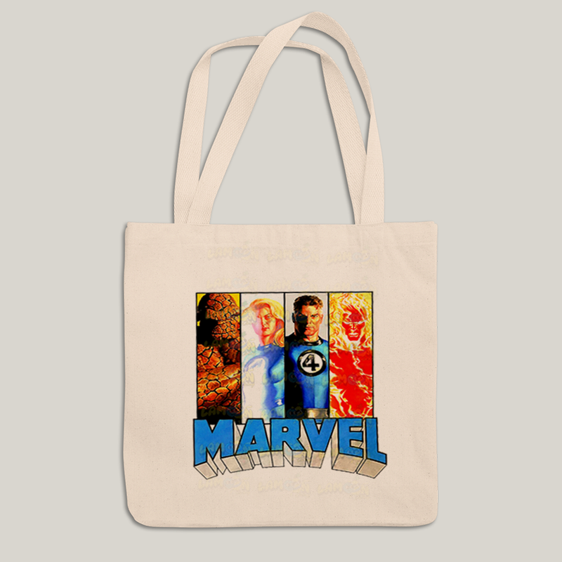 Sacola Ecobag Bolsa 38X40 Algodão- Quarteto Fantástico Marvell Retrô