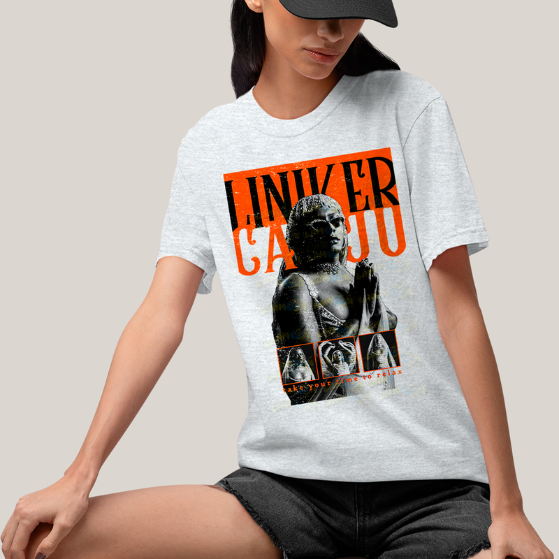 Camiseta Algodão Unissex T shirt - Cantora Liniker Caju Retrô take your time to relax