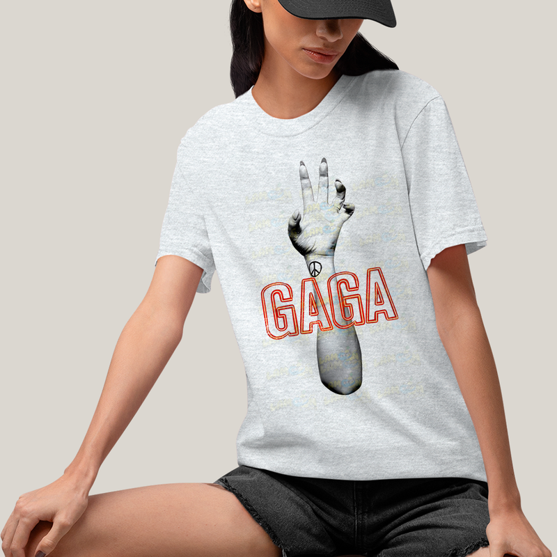 Camiseta Algodão Unissex T shirt-  lady Gaga mao hand
