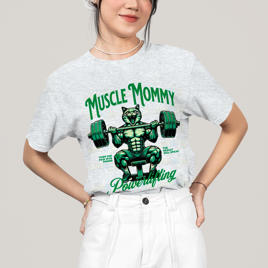 Camiseta Algodão Unissex T shirt Academia Muscle Mommy Powerlifting