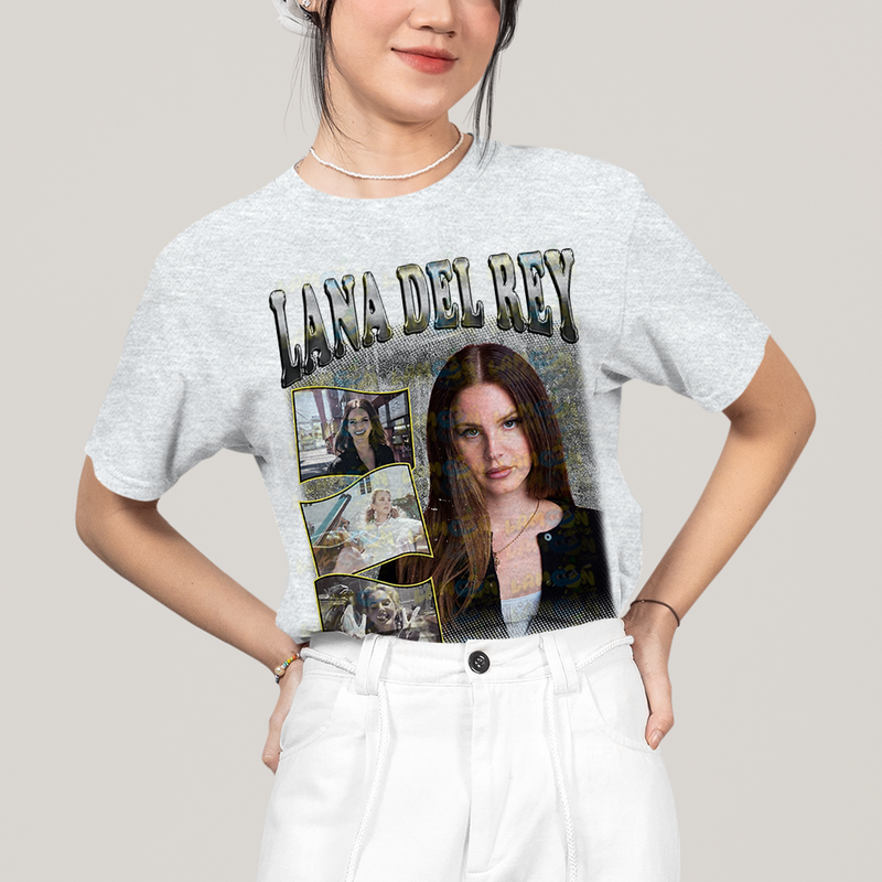 Camiseta Algodão Unissex T shirt Graphic Tee Lana Del Rey Prateado