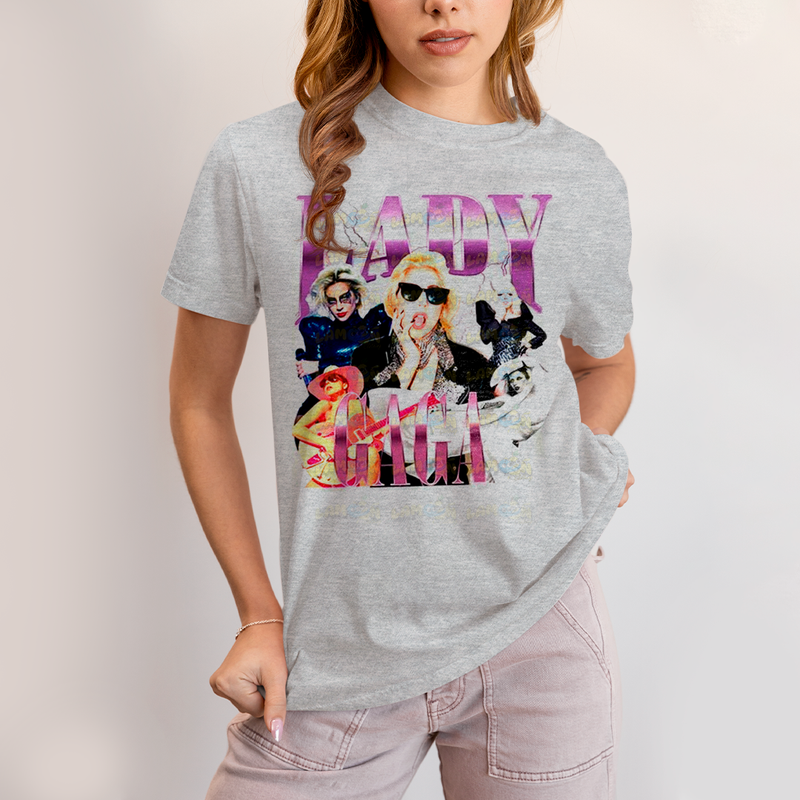 Camiseta Algodão Unissex T shirt Graphic Tee Lady Gaga Purple