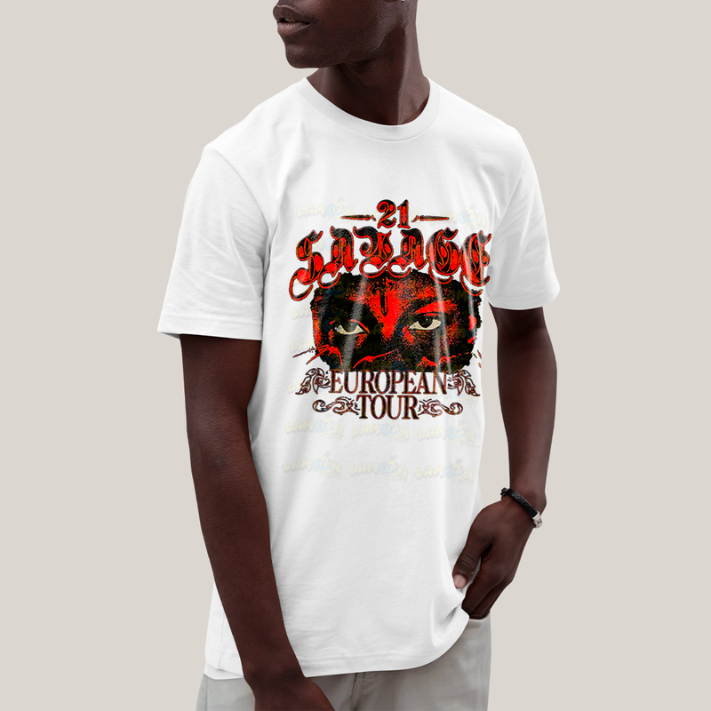 Camiseta Algodão Unissex T shirt GraphicTee Savage European Tour
