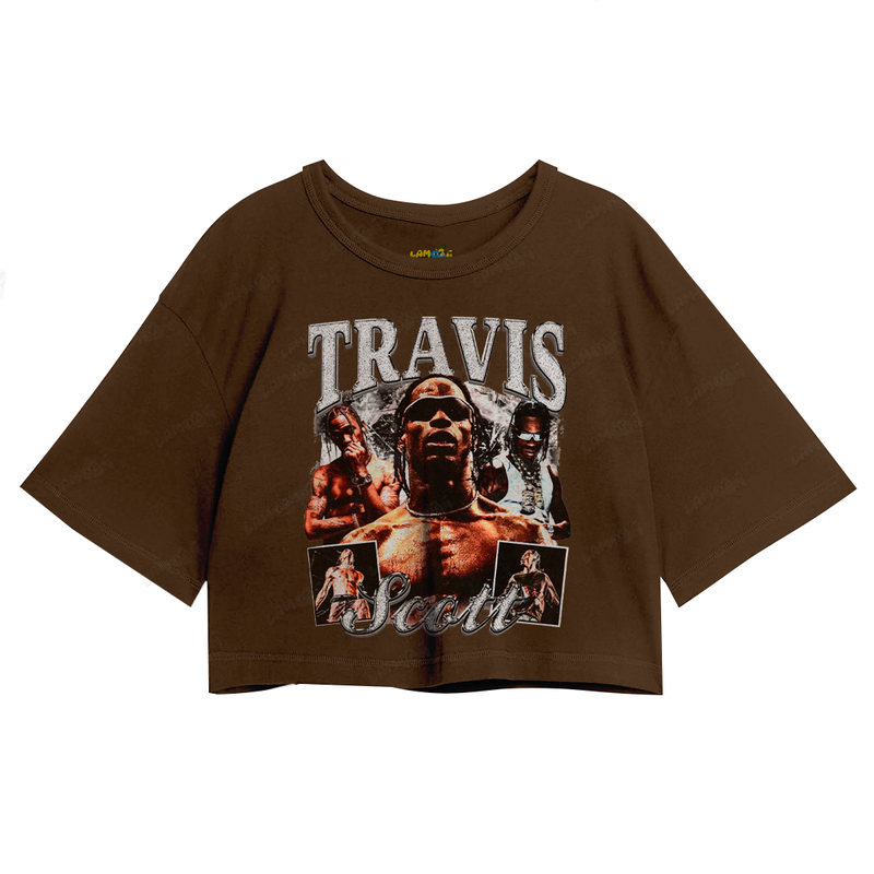 Cropped Oversized Algodão T shirt Travis Scott Prateado