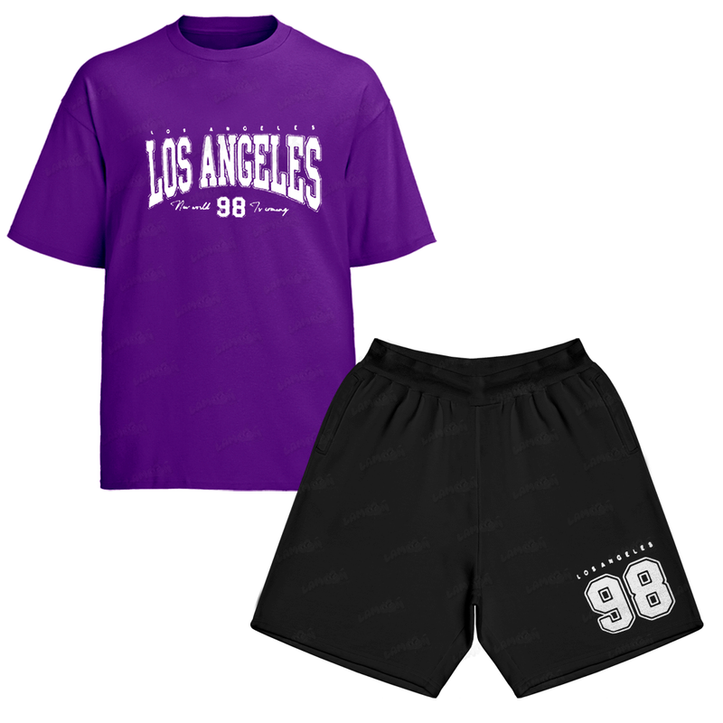 Kit Camiseta e Bermuda Moletom Los Angeles 98