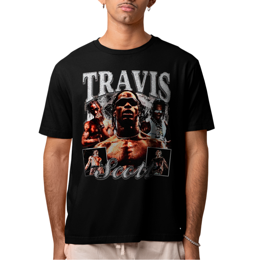 Camiseta Algodão Travis Scott Prateado