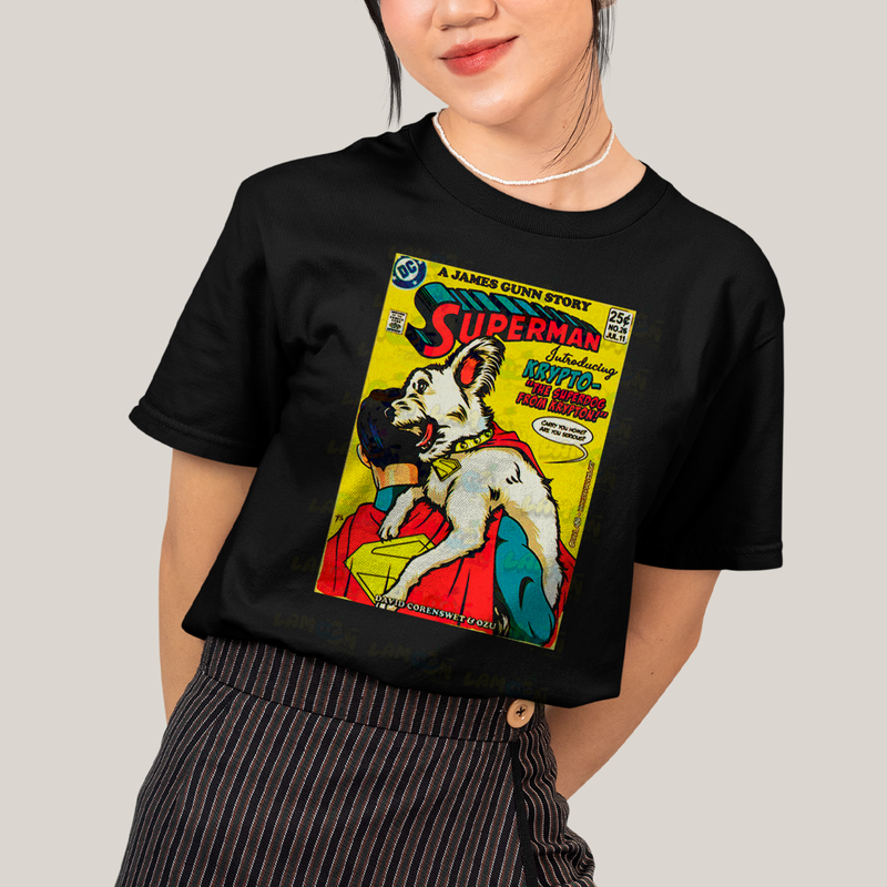 Camiseta Algodão Unissex T shirt Superman & Krypto Supercão HQ