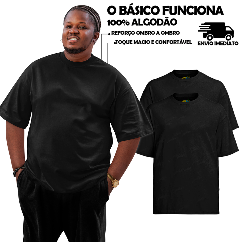 KIT 3 Camisetas Plus Size Algodão Basica Lisa