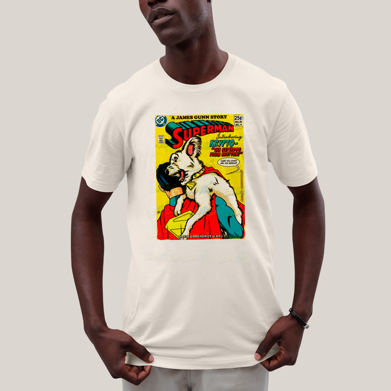 Camiseta Algodão Unissex T shirt Superman & Krypto Supercão HQ