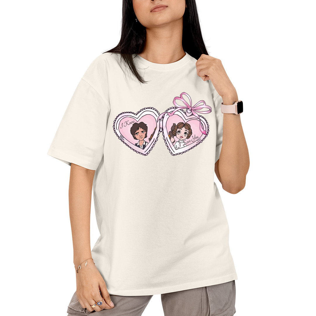 Camiseta Algodão Casal Star Princesa Leia e Han Solo