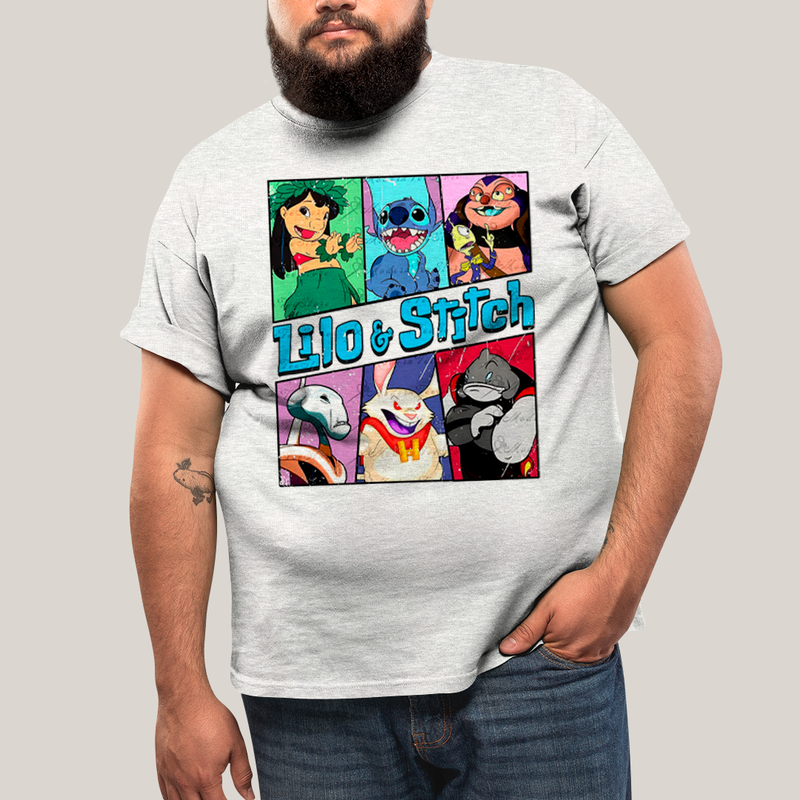 Camiseta Plus Size Algodão Unissex T shirt Lilo & Stitch Alienigenas