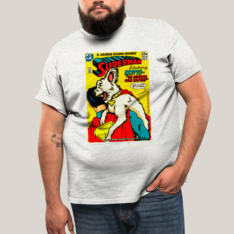Camiseta Plus Size Algodão Unissex T shirt Superman & Krypto Supercão HQ
