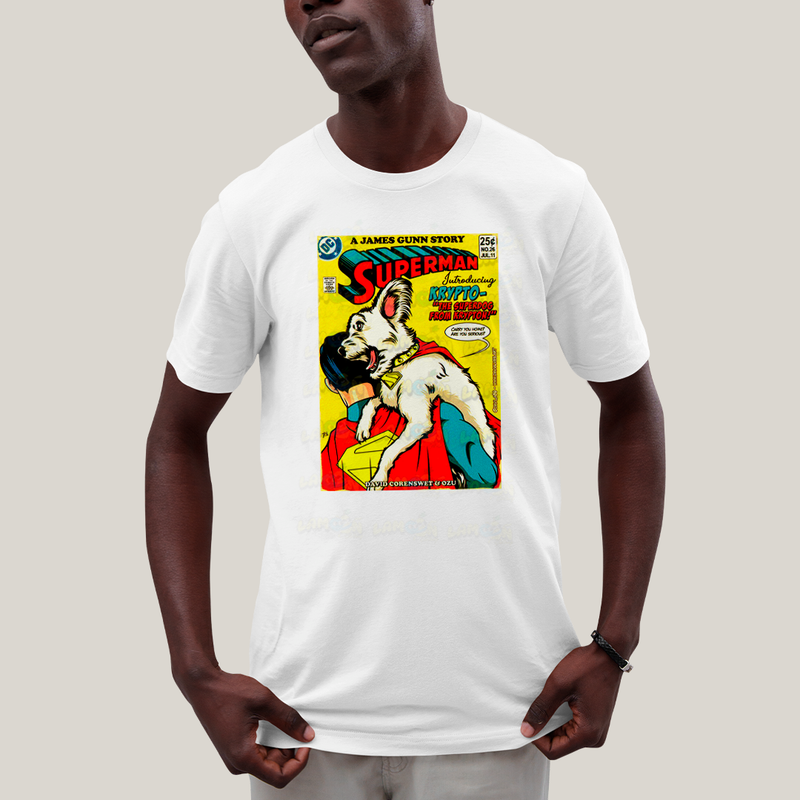 Camiseta Algodão Unissex T shirt Superman & Krypto Supercão HQ